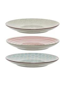 Bloomingville Handbemalte Frühstücksteller Patrizia Mit Verspieltem Muster, 3er-Set – Bild 4