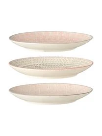 Bloomingville Handbemalte Frühstücksteller Cécile Mit Verspieltem Muster, 3er-Set – Bild 3