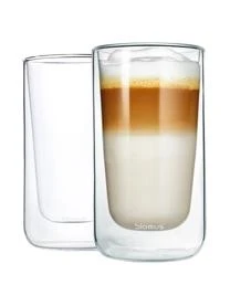 Blomus Doppelwandige Glas-Kaffeebecher Nero, 2 Stück