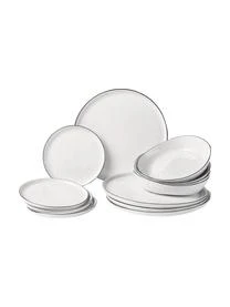 Broste Copenhagen Handgemachtes Geschirr-Set Salt Aus Porzellan, 4 Personen (12-tlg.)