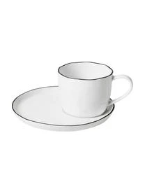 Broste Copenhagen Handgemachte Tasse Mit Untertasse Salt Aus Porzellan