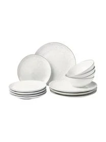 Broste Copenhagen Handgemachtes Geschirr-Set Nordic Sand, 4 Personen (12-tlg.)