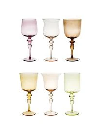 Bitossi Home Mundgeblasene WeinglĂ€ser Diseguale In Unterschiedlichen Farben Und Formen, 6 StĂŒck
