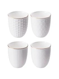 Tokyo Design Studio Handgemachte Porzellan-Becher Nippon Mit Struktur Und Goldrand, 4-er Set