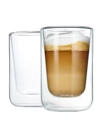 Blomus Doppelwandige Glas-Kaffeebecher Nero, 2 Stück