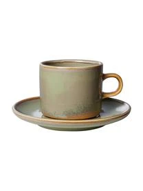 HKliving Porzellan-Tassen Chef Mit Untertellern, 4 Stück